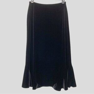Mirasol Y2K Women’s L Maxi Black Velour Skirt Bias Ruffle Witchy  WhimsiGoth